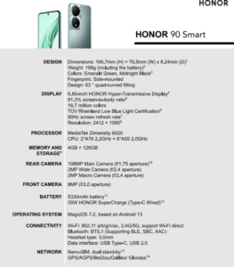 Honor 90 Smart Smartphone